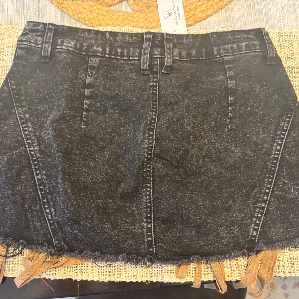 Windsor Black Denim Lace-Up Mini Skirt - Picture 5 of 5